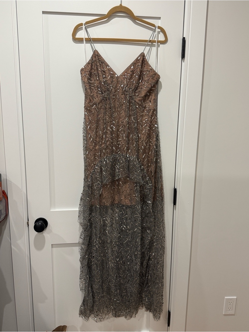 Self-Portrait Crystal Embellished
Beaded High-Low Maxi Dress